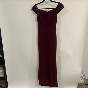 Lulus Off-Shoulder Wine One-Shoulder Evening Gown